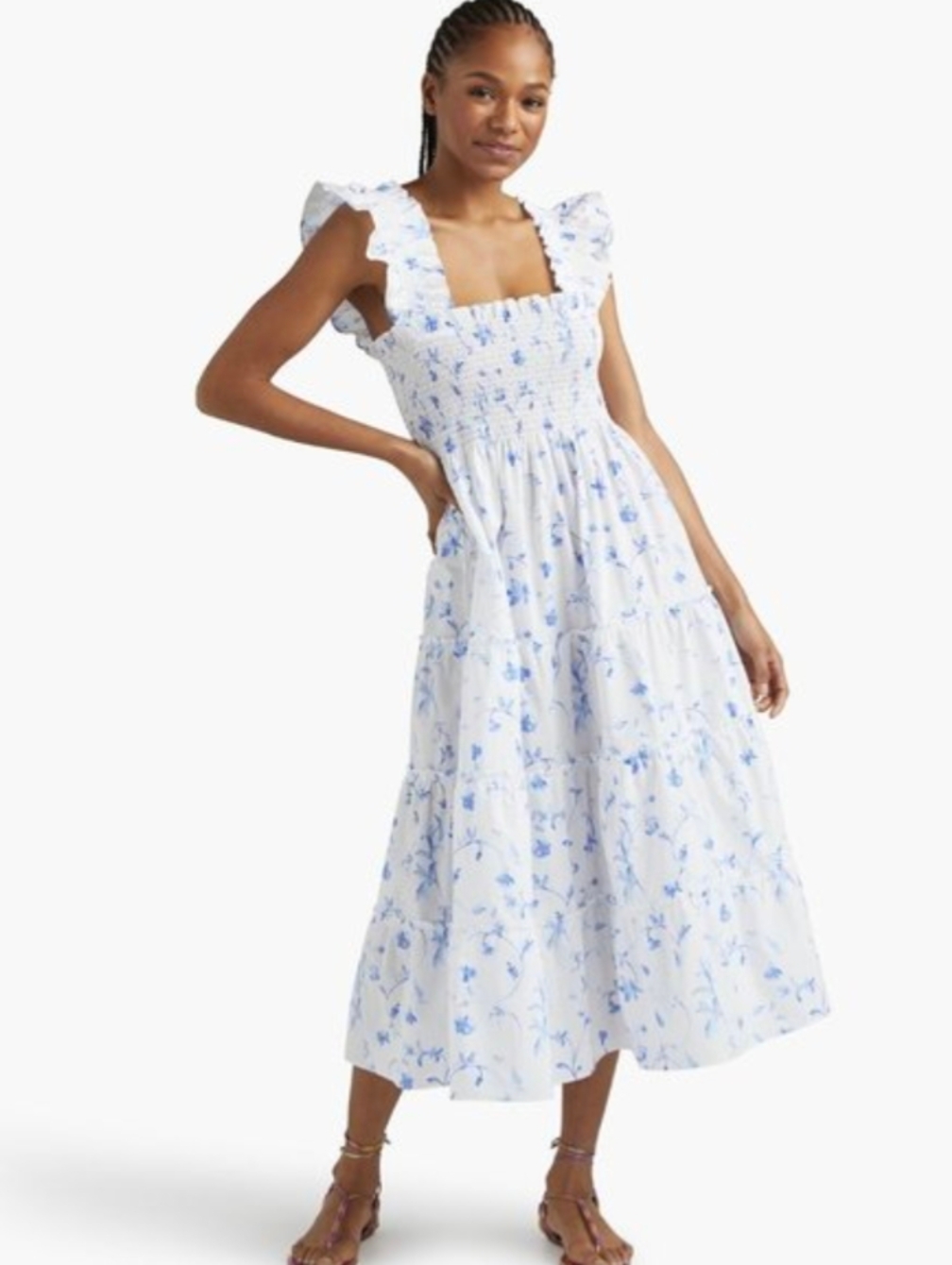 Hill House Ellie Nap Dress - Blue Botanical Size Medium